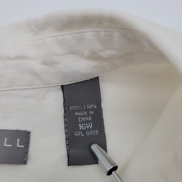 Kate Hill‎ Women’s White Linen Eyelet Collared Blouse 16W - Picture 6 of 10